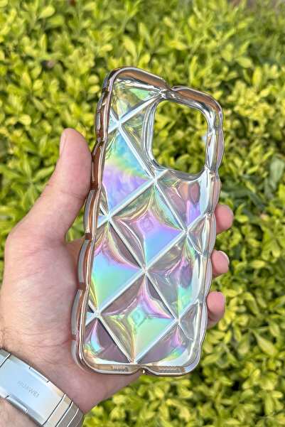 CEPSTOK Apple iPhone 14 Pro Kılıf Hologramlı Pofuduk Darbe Önleyici Silikon Kapak