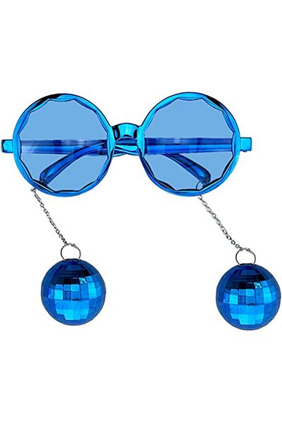 NW NessiWorld Nessiworld Blue Color Disco Bulk Shiny New Year Party Glasses with Earrings