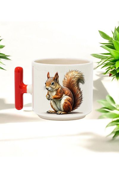BB TRADE Rabbit Red t Handle Ceramic Printed Mug 250 ml