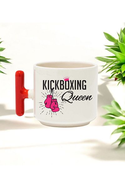 BB TRADE Kickboxing Designed Red T-Handle Ceramic Printed Mug 250 ml