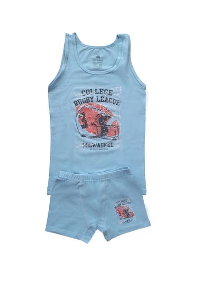 Organza Butik Boys' American Football Ball Printed Singlet Briefs 2-Piece Underwear Set