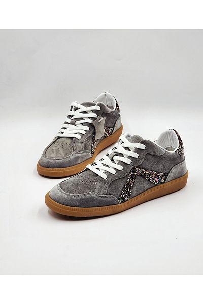 Ega ayakkabı Women's Genuine Suede Glitter Sneaker
