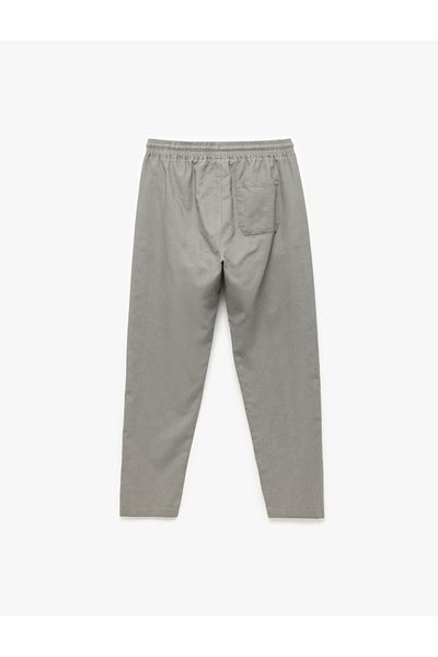 Koton New Season Waist Lace-Up Pocket Detailed Linen Cotton Blended Chino Trousers