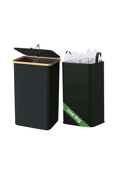 The Casius. Recycling Bin made of textile material for glass, plastic, and waste, 100L, with flip lid and reusab
