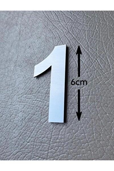 Kapı Numarası 6 CM No 1 Daire Masa Dolap Numarası Fırcalı Gümüş Kendinden Yapışkanlı