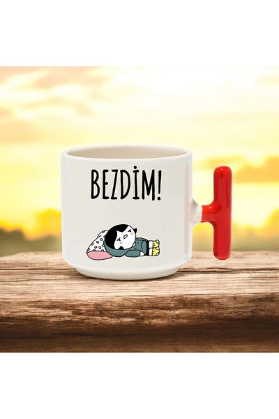 BB TRADE Bezdim Red t Handled Ceramic Printed Mug Cup 250 ml