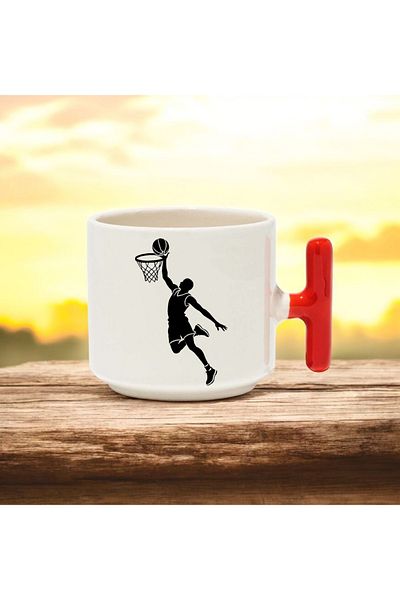 BB TRADE Dunk Design Red T-Handle Ceramic Printed Mug 250 ml