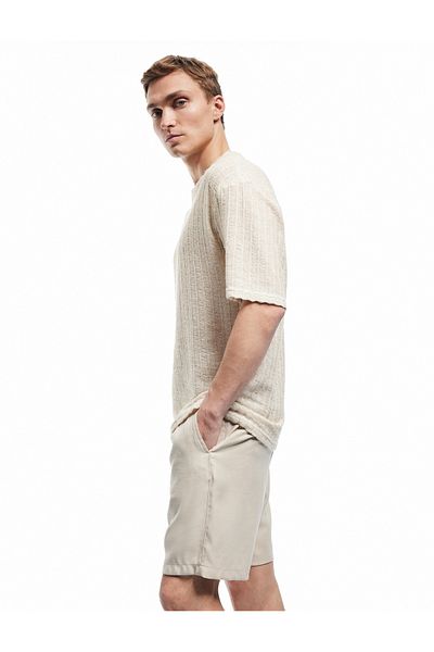 Koton New Season Viscose Pocket Detailed Rayon Waist Lace up Bermuda Chino Shorts