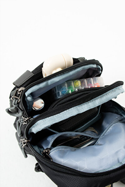 Sanmorris 6004 Unisex υφασμάτινη τσάντα πολλαπλών τμημάτων, ανθεκτική στο νερό, μαύρη