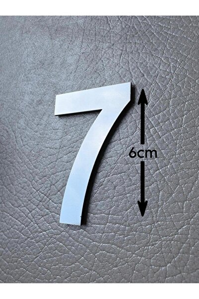 Kapı Numarası 6 CM No. 7 Daire Masa Dolap Numarası Fırcalı Gümüş Kendinden Yapışkanlı