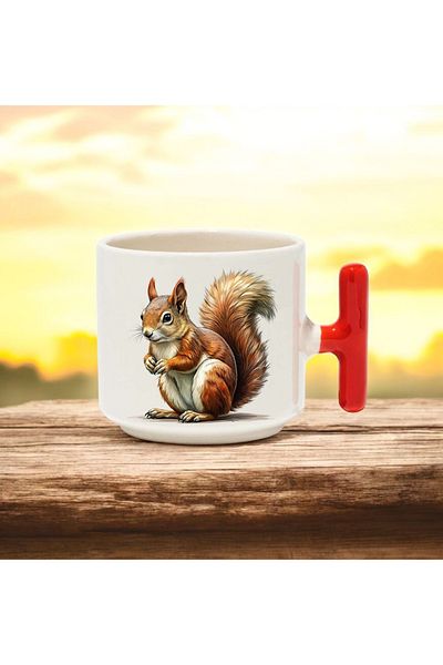 BB TRADE Rabbit Red t Handle Ceramic Printed Mug 250 ml