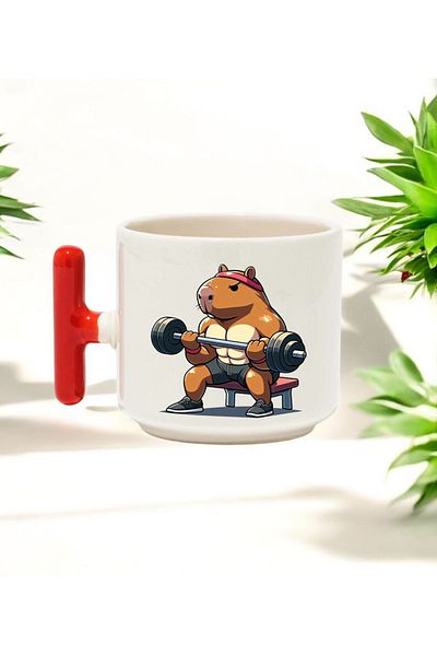 BB TRADE Kapibara Sportsman Red t Handled Ceramic Printed Mug 250 ml