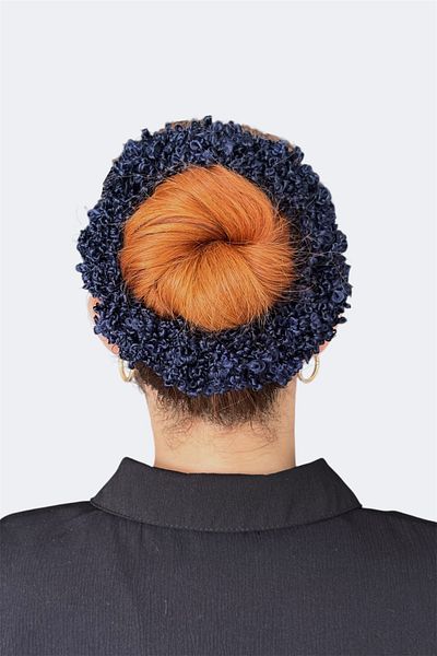 Loggia Navy Blue Arabian Hair Bun Buckle Drawstring Plump Elastic Hijab Women's Accessory Buckle