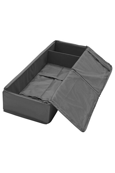 IKEA QUALİTY Fermuarlı Bölmeli Düzenleme Kutusu 90x30x15 Cm İkea Saklama Kutusu Polyester Hurç Koyu Gri