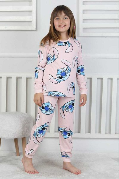 bunny hopp 100% Cotton Single Jersey Combed Cotton Fabric Long Sleeve Crew Neck Girls Pajama Set 3-8 Years