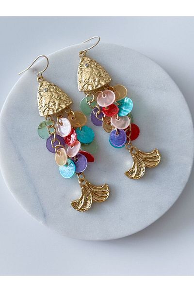 CHARMLUCKY Steel Sequence Fish Earrings