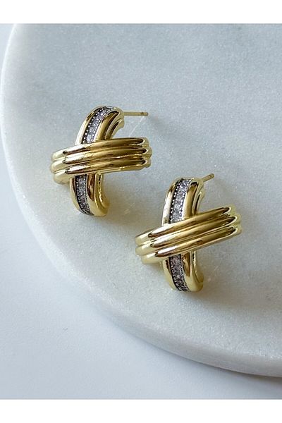 CHARMLUCKY Steel Stone X Vintage Earrings