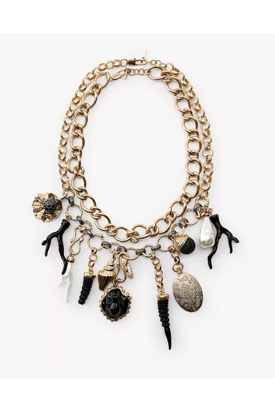 CHARMLUCKY Steel Black Charm Multi Necklace