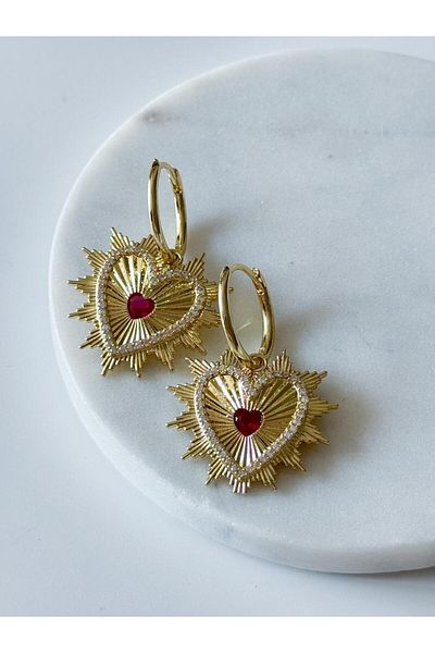 CHARMLUCKY Steel stone heart earring