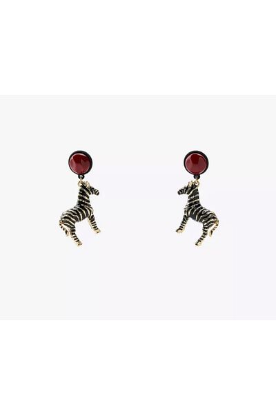 Aka Zr Model Zebra Pattern Earrings
