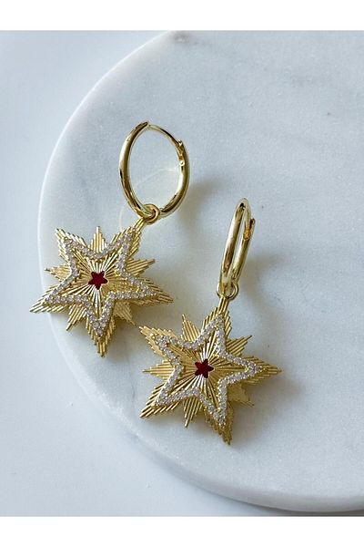 CHARMLUCKY Steel stone star earring