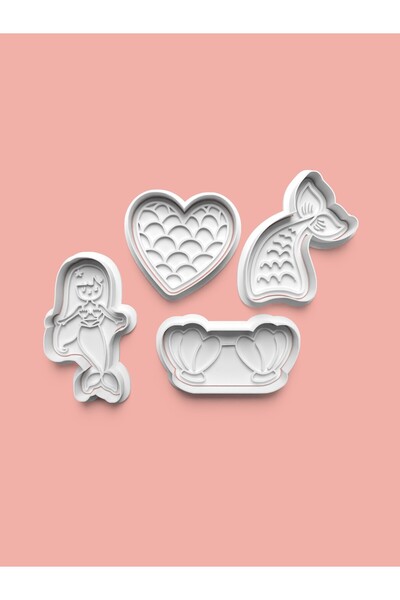 AKTASTORE Deniz Kızı Kurabiye Kalıbı Ve Şeker Hamuru Kalıbı 4'lü set