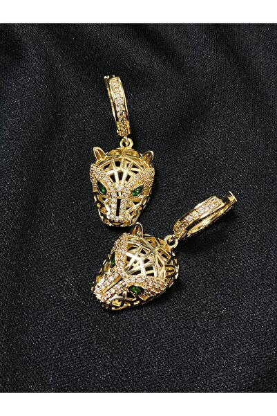 Passionis Jewelry KURT BAŞI ZİRKON TAŞLI GOLD KÜPE