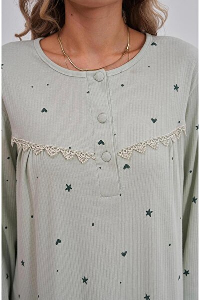 EM&FA TEKSTİL Large Size Nightgown with Lace Detail