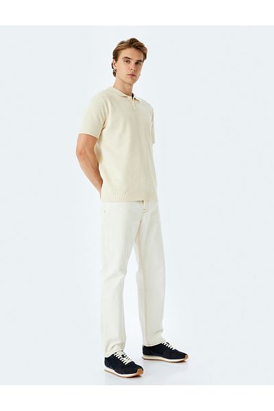 Koton New Season Cotton Basic Polo V-Neck Short Sleeve Knitwear T-Shirt