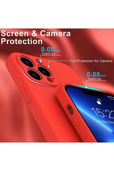 OEM Case for Iphone 13 PRO made of silicone with microfiber interior and camera protection - Red