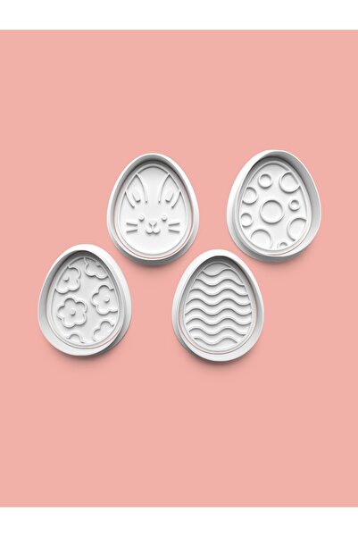 AKTASTORE قالب بسكويت على شكل بيضة وقالب عجينة السكر مجموعة من 4 قطع