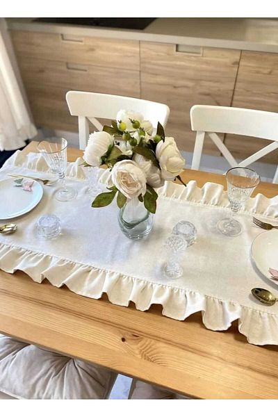 KUM SAATİ Βολάν Ακατέργαστο Λινό Runner 40×140cm