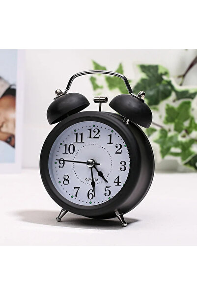 hediyesahibi Büyük Boy Metal Masaüstü Renkli Işıklı Çalar Saat 15*11cm Siyah