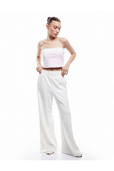 Koton New Season Strapless Neckline Stripe Detailed Sleeveless Printed Crop Blouse