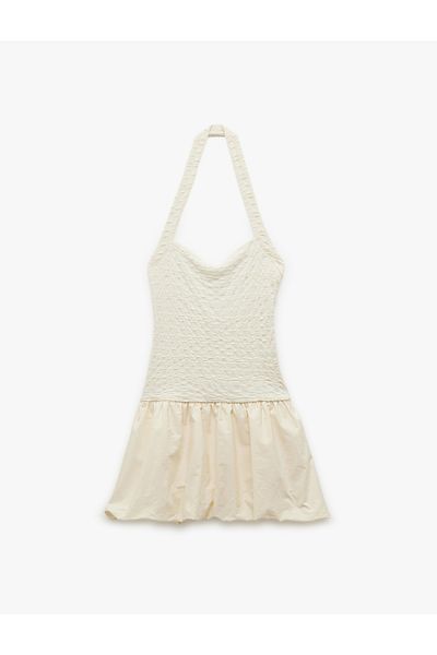 Koton New Season Square Neck Sleeveless Halter Neck Mini Balloon Dress