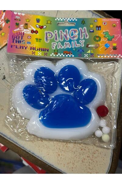 Modarana Dev Pati Squishy Taba Squishy Kedi Pati Sıkma 14 cm Pullu Pati Sukuşi Beyaz Mavi