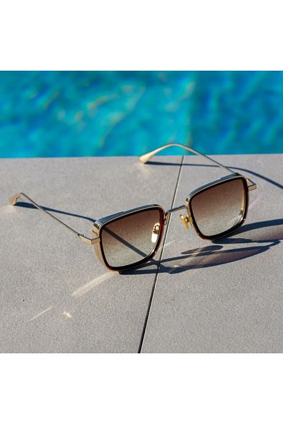 Markasepeti Original Luxury Square Frame Design Sunglasses (Gold)