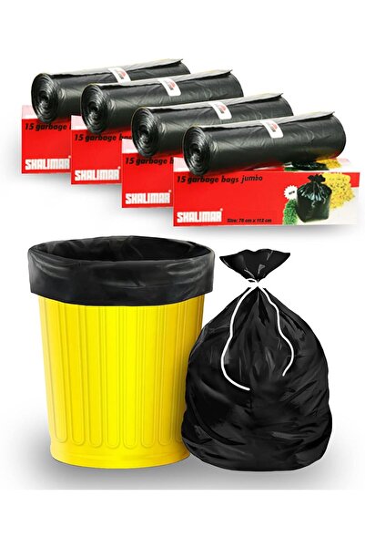 Shalimar أكياس قمامة جامبو - 60 كيسًا (4 لفات) - 76 × 114 سم - تناسب حاويات س...