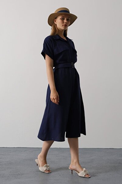 The Bold Brand Rochie cu jumătate de mânecă cu detaliu de buzunar cu curea - ...