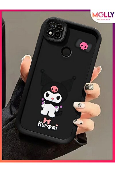 Molly Xiaomi Redmi 10A İçin Siyah Kenarları Kalın 3d Kabartmalı Kawaii Kuromi...