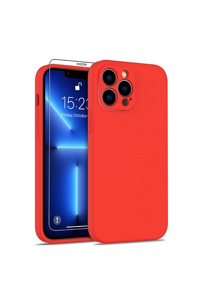 OEM Case for Iphone 13 PRO made of silicone with microfiber interior and camera protection - Red