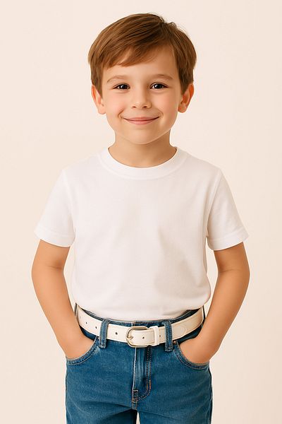 Çantacım Children's Belt Leather Jeans and Fabric Trousers
