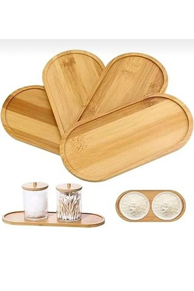 MİMOZA PARK Bamboo Oval Presentation and Serving Tray - Stylish Wooden Look Tray, Oil Pot Base, Kitchen and