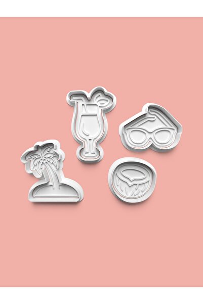 AKTASTORE قالب كوكيز استوائي وقالب عجينة السكر مجموعة من 4 قطع 0299-set