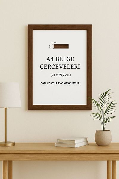 asel sanat A4 Frame - Document Certificate License Tax Sheet Frame Pvc Glazed Brown