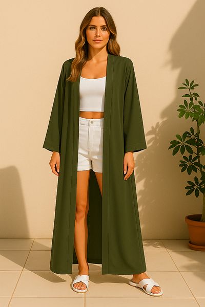 Misue Handmade Kimono din mătase Medina, pareo lung ușor și drapat, kimono lung subțire de vară, cardigan subțire țesut