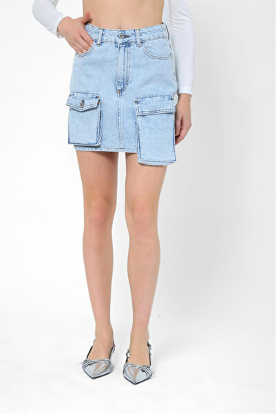 allura تنورة جينز صغيرة بجيب كبير ومنسدلة