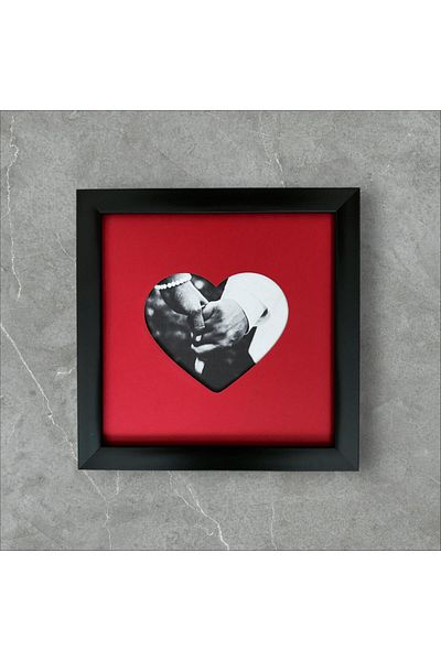 asel sanat Square Photo Frame - 20X20 Photo Frame Pvc Glass with Heart Matting