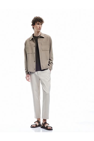 Koton New Season Elastic Waist Pocket Detailed Buttoned Chino Trousers