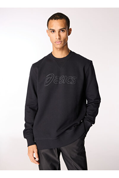 Asics 2031E192-002 ASICS SWEATSHIRT Siyah Erkek Yuvarlak Yaka Normal Kalıp Ba...